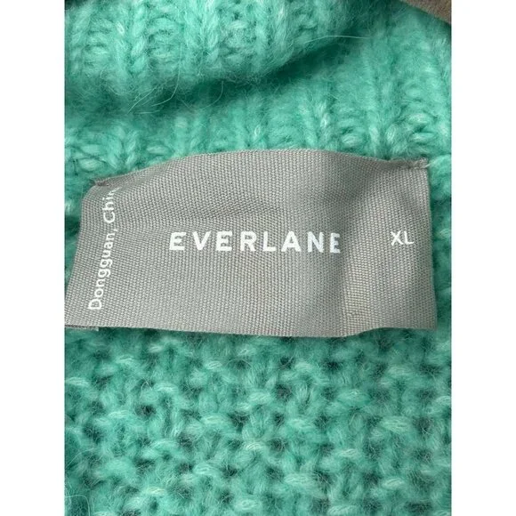 Everlane Women's XL Sweater Mint Green Alpaca & Merino Wool Blend Cable Knit - Picture 3 of 14